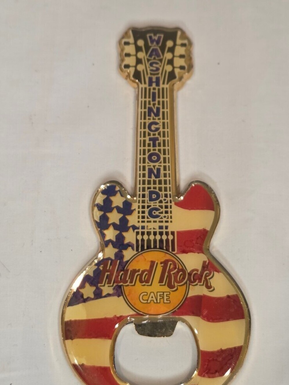 Hard Rock Cafe Washington D.C. Guitar Shaped Bottle Opener Magnetic